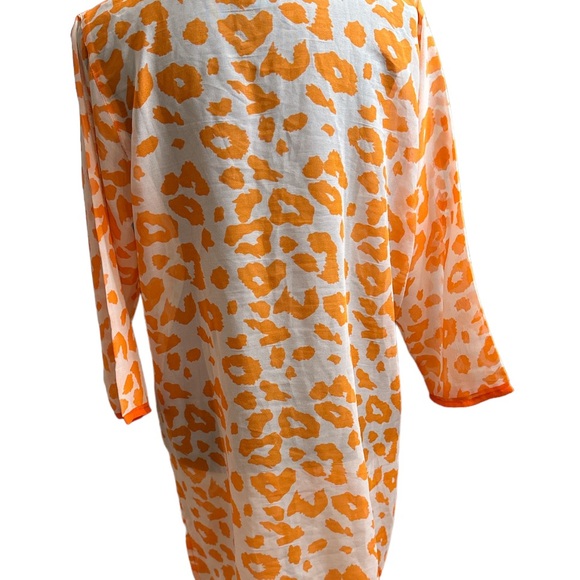 Aqua Blue Ladies Orange and White Beaded Beach Cover Up Size Large - Picture 5 of 7